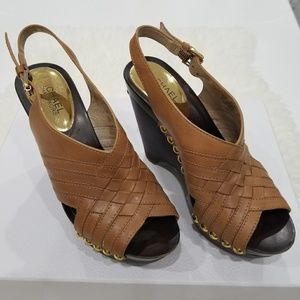 Michael Kors Tan Leather Wedges. Size 5.5
